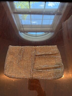 Forever New Glittering Crystal Evening Clutch in Champagne